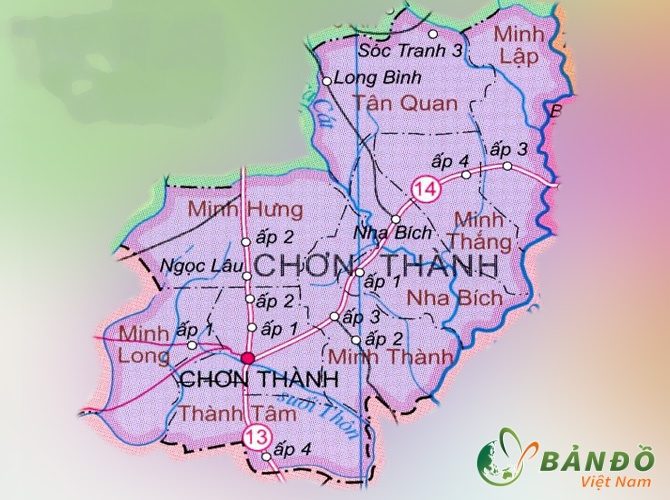 Bản đồ hành chính các xã tại Huyện Chơn Thành