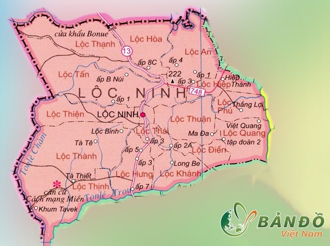 Bản đồ hành chính các xã tại Huyện Phú Riềng