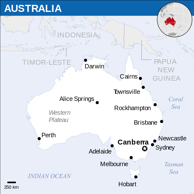 Bản đồ các thành phố của nước Úc