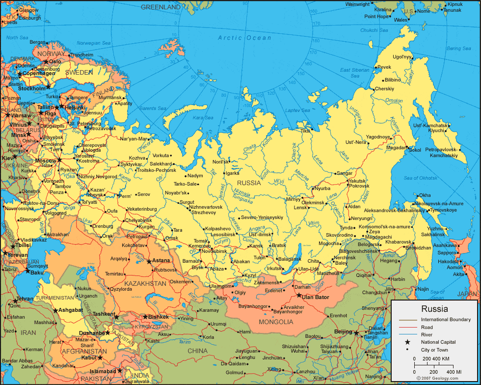 Bản đồ nước Nga mới nhất