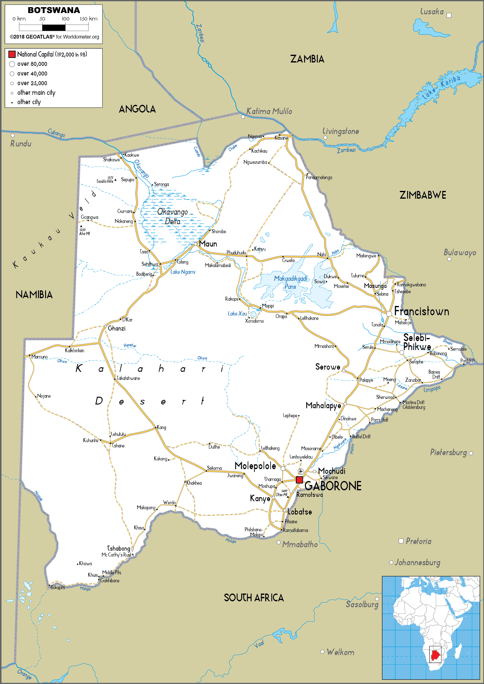 [Update] Bản đồ hành chính đất nước Botswana (Botswana Map) phóng to năm 2022 18