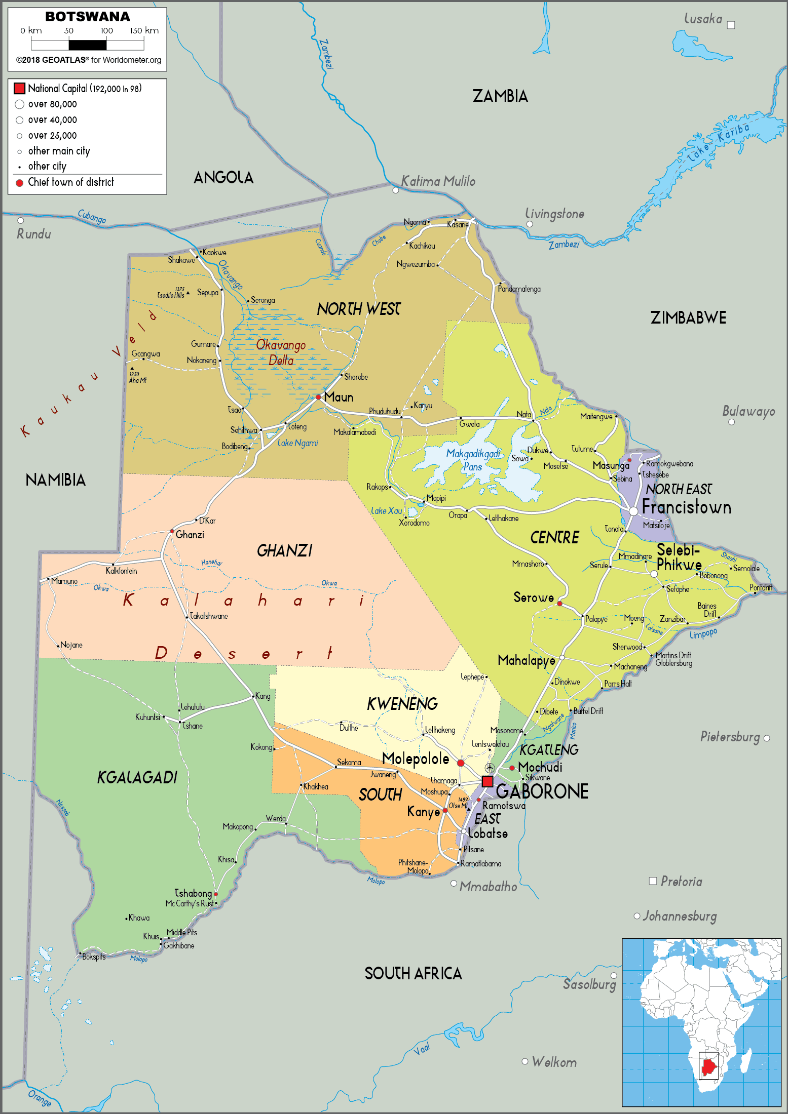 [Update] Bản đồ hành chính đất nước Botswana (Botswana Map) phóng to năm 2022 19