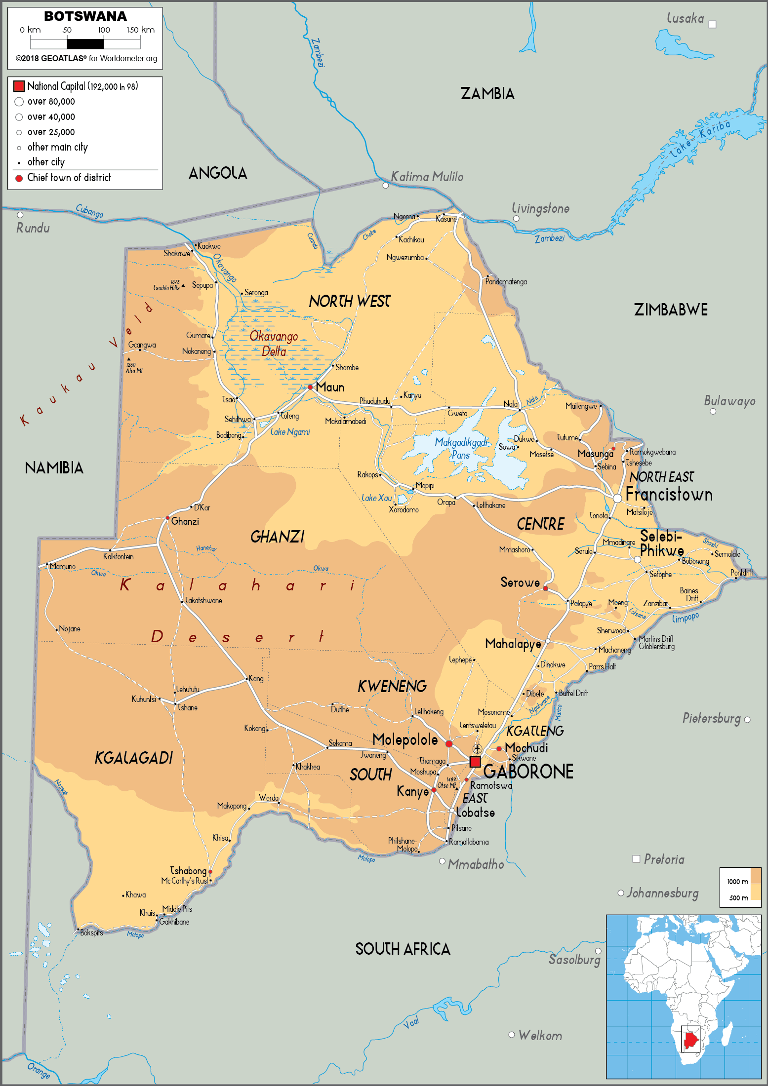 [Update] Bản đồ hành chính đất nước Botswana (Botswana Map) phóng to năm 2022 20