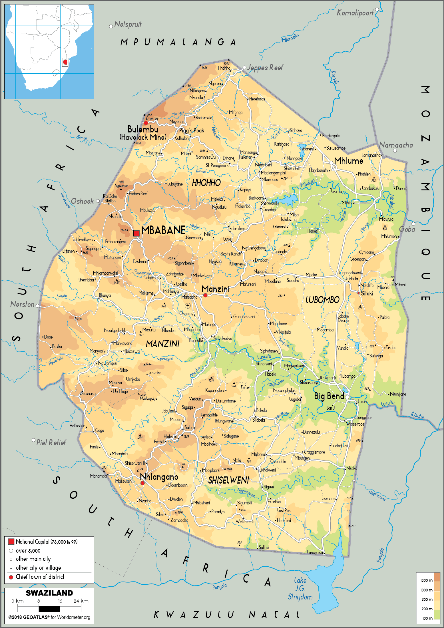 [Update] Bản đồ Eswatini (tên cũ: Swaziland) (Eswatini Map) phóng to năm 2022 17