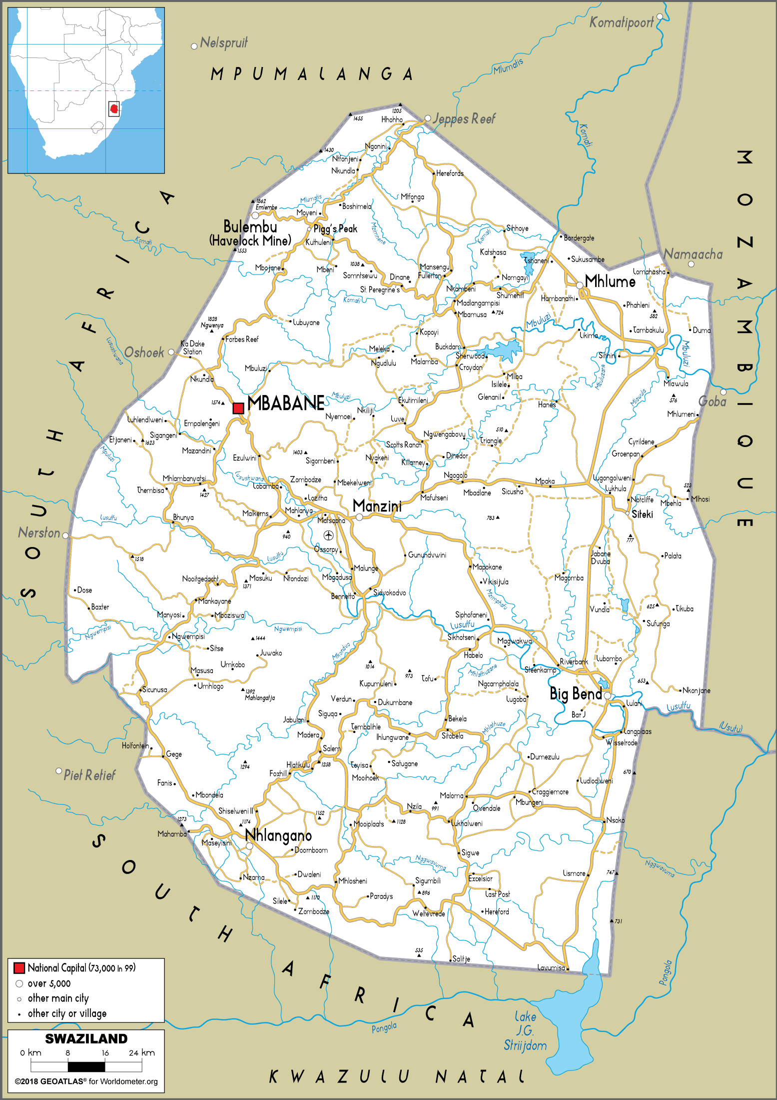 [Update] Bản đồ Eswatini (tên cũ: Swaziland) (Eswatini Map) phóng to năm 2022 18