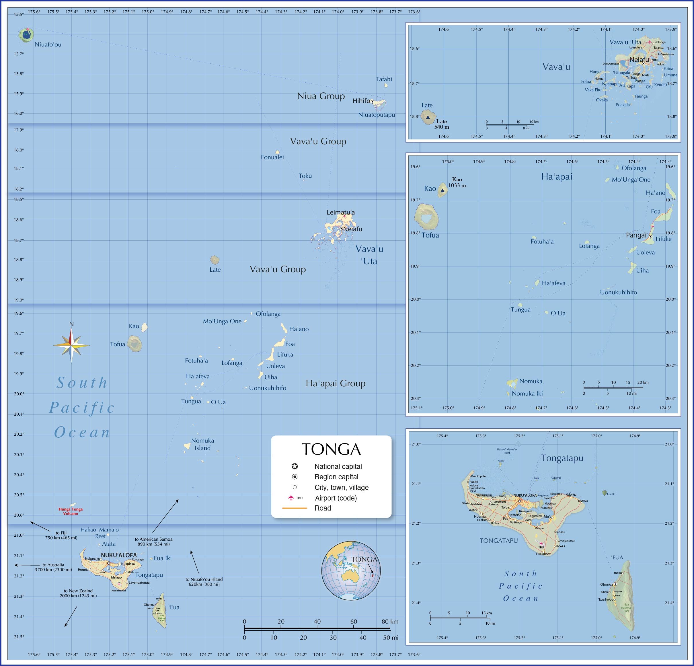 [Update] Bản đồ hành chính đất nước Tonga (Tonga Map) phóng to năm 2022 12