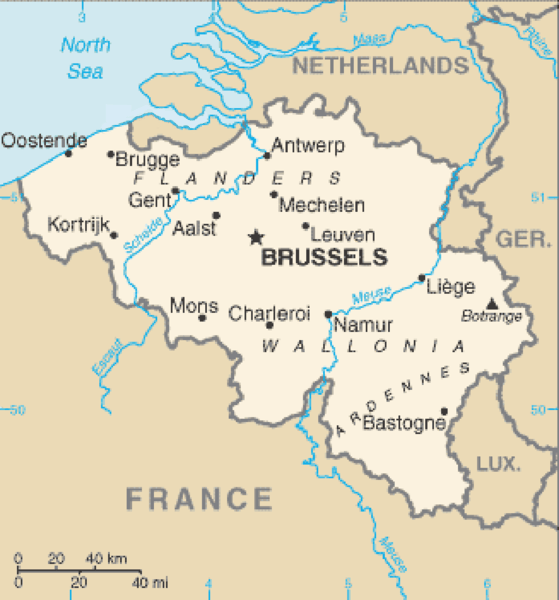 Bản đồ nước Bỉ bằng Tiếng Anh mới nhất năm 2022