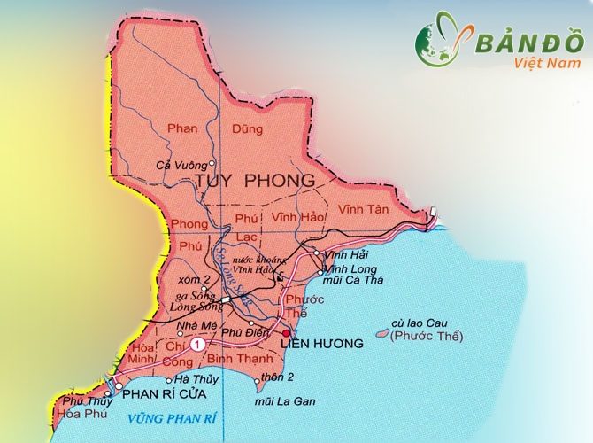 [Update] Bản đồ hành chính tỉnh Bình Thuận khổ lớn 14