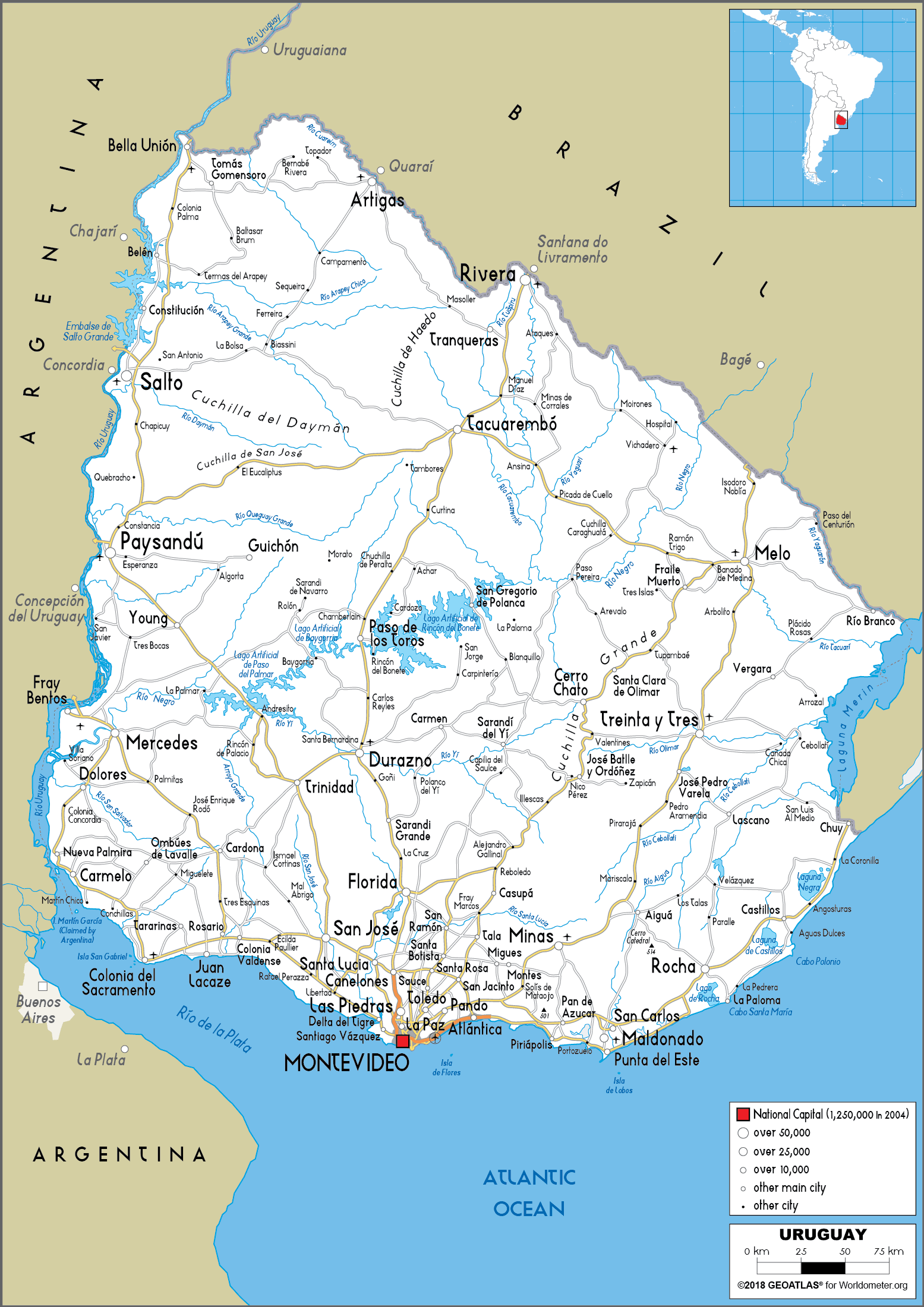 [Update] Bản đồ hành chính đất nước Uruguay (Uruguay Map) phóng to năm 2022 18