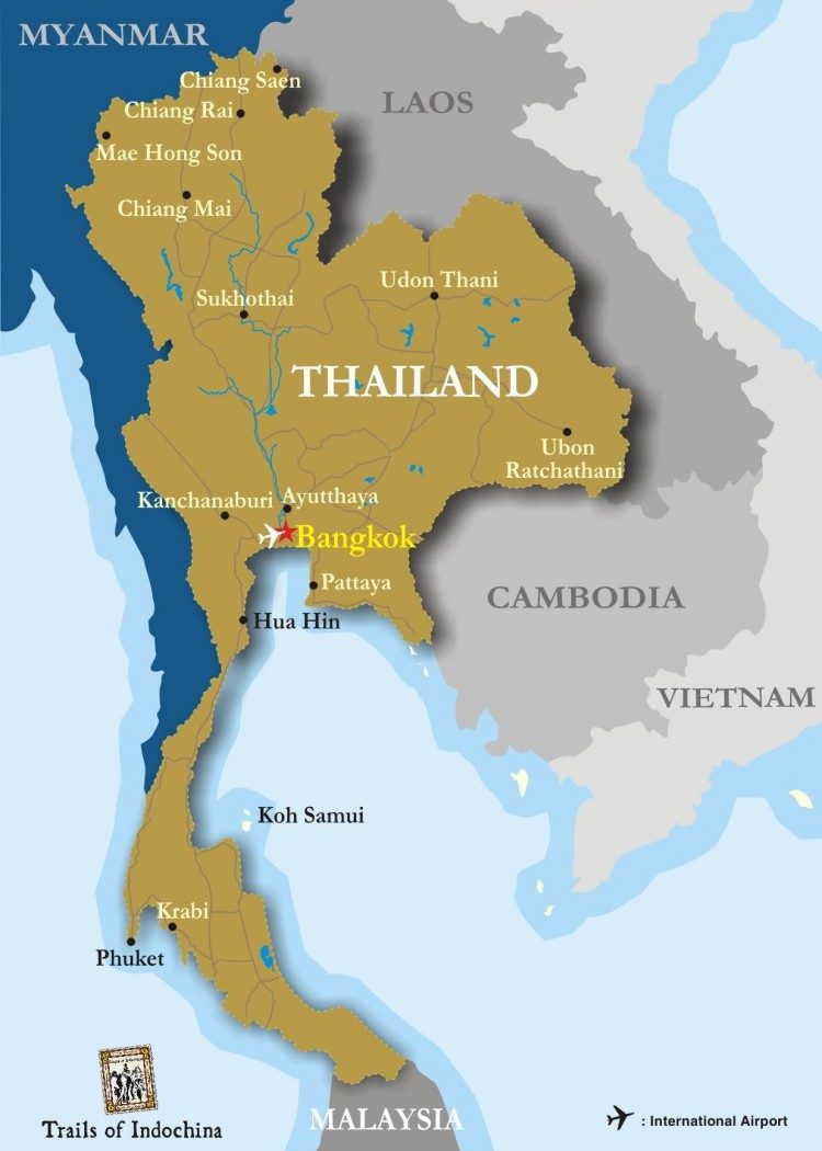 Bản đồ đất nước Thái Lan năm 2022
