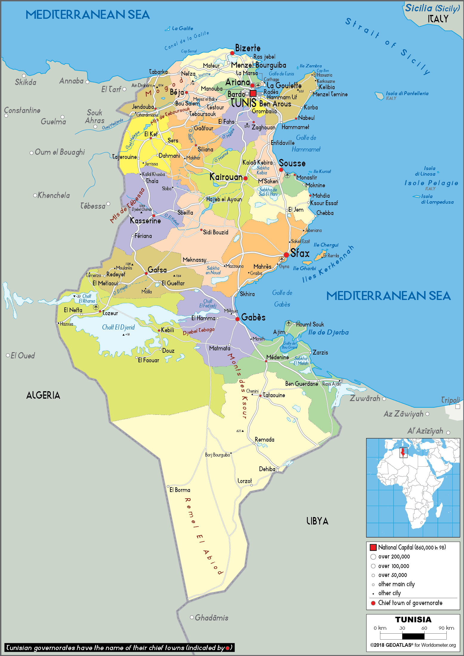 [Update] Bản đồ hành chính đất nước Tunisia (Tunisia Map) phóng to năm 2022 18