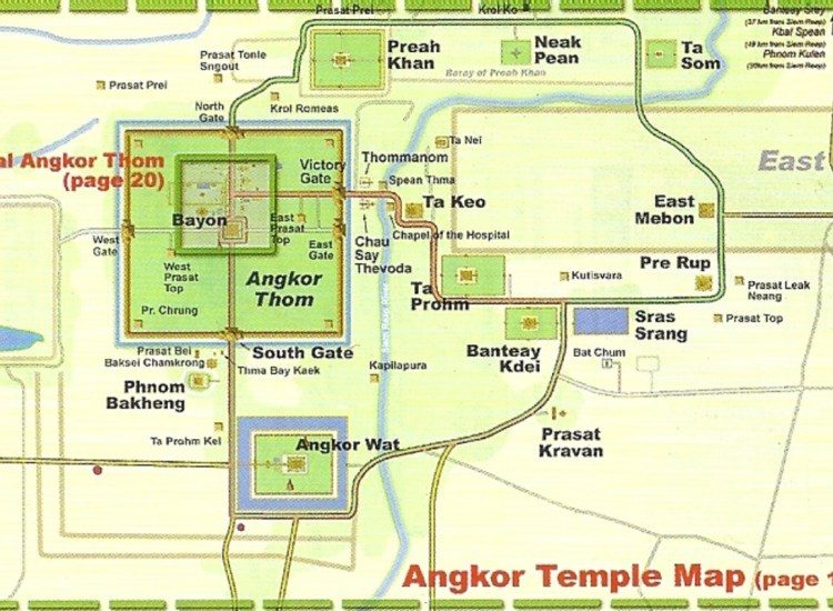 Bản đồ du lịch Angkor tại Campuchia 