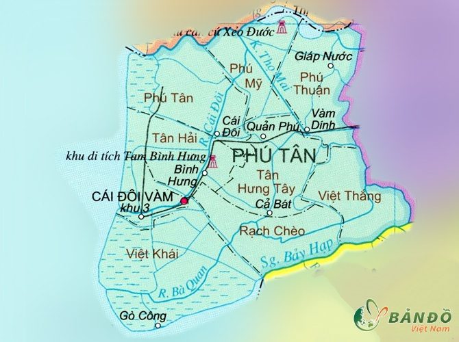 Bản đồ hành chính huyện Phú Tân    