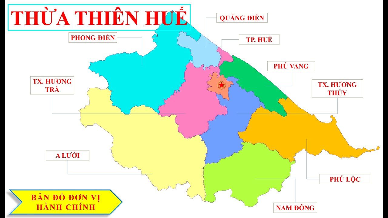 [Update] Bản đồ hành chính tỉnh Thừa Thiên Huế khổ lớn 3