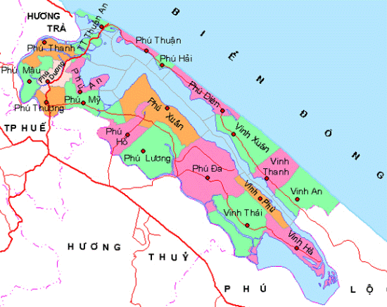 Bản đồ hành chính huyện Phú Vang