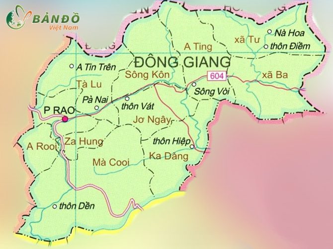 Bản đồ hành chính huyện Đông Giang