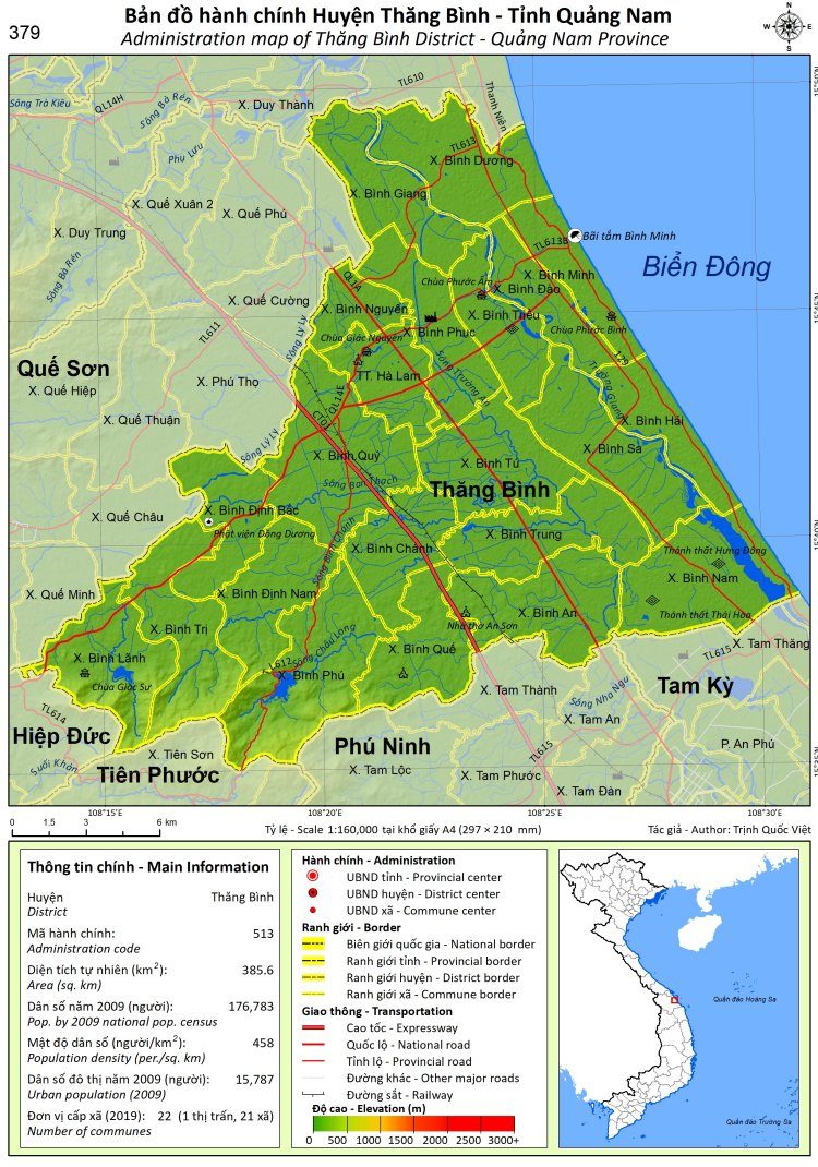 Bản đồ hành chính huyện Thăng Bình