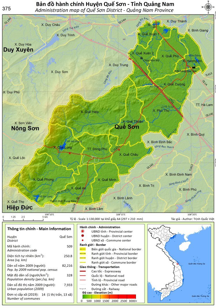 Bản đồ hành chính huyện Quế Sơn