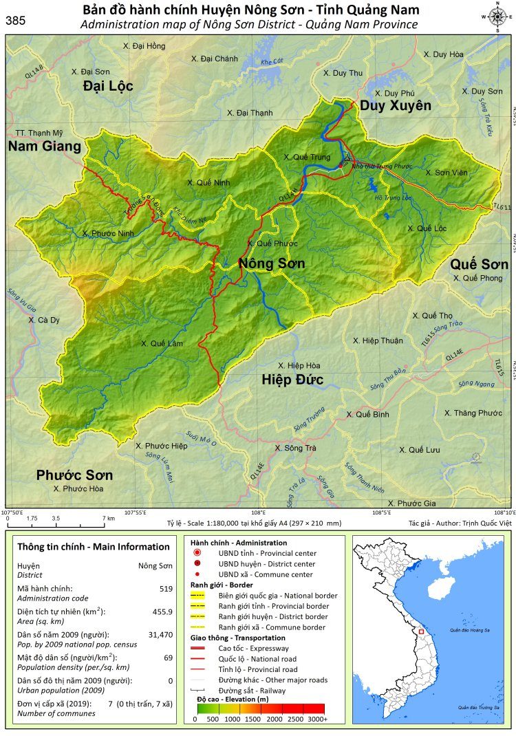 Bản đồ hành chính huyện Nông Sơn