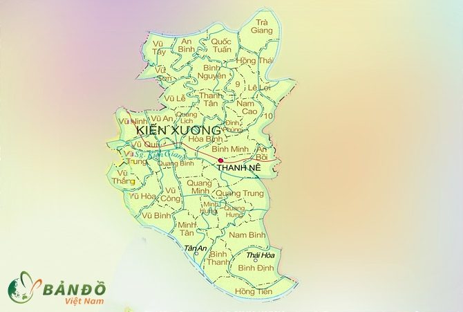 Bản đồ hành chính huyện Kiến Xương    