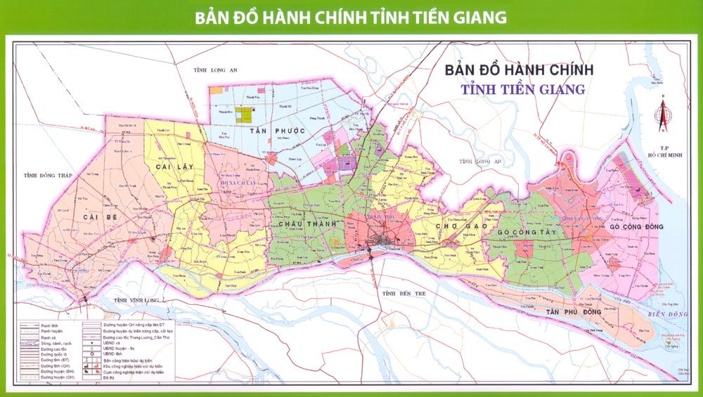 [Update] Bản đồ hành chính tỉnh Tiền Giang khổ lớn năm [hienthinam] 4