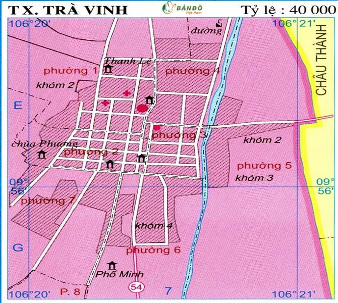 Bản đồ hành chính Thành phố Trà Vinh