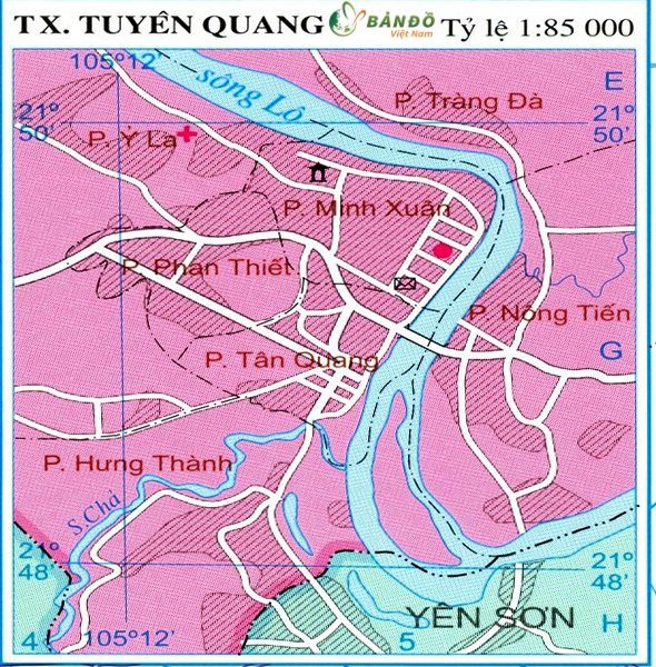 Bản đồ hành chính thành phố Tuyên Quang    