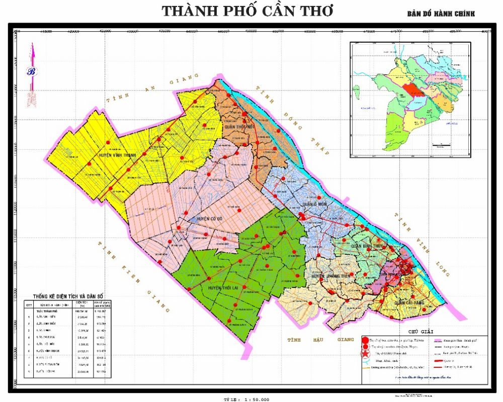 Bản đồ hành chính ranh giới các Phường, huyện tại TP Cần Thơ
